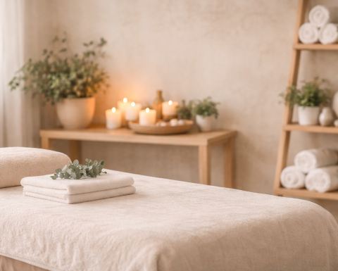 Client lying comfortably during therapy